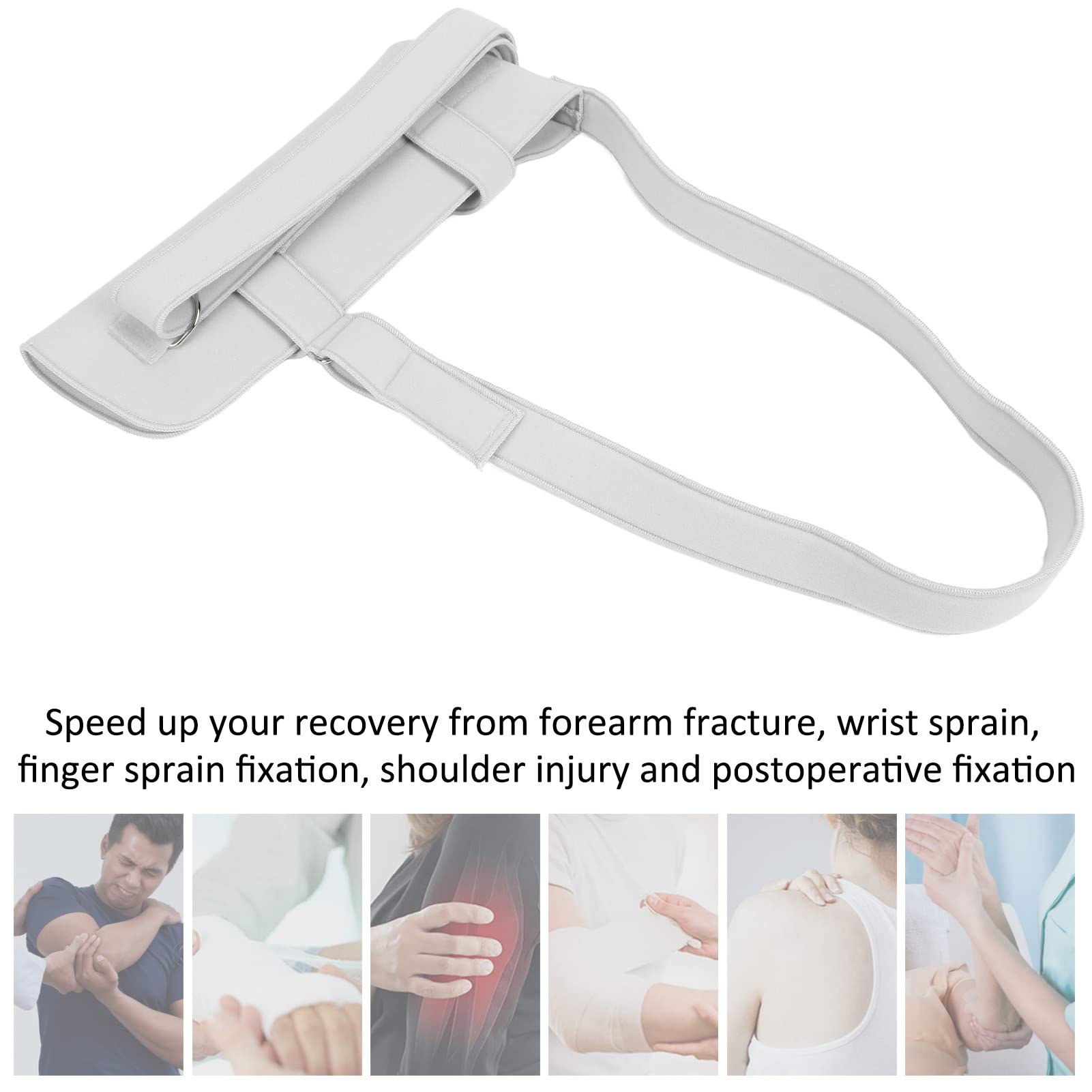 Cabestrillo para brazo de hombro Cabestrillo de soporte para brazo, Cabestrillo de brazo fracturado Recuperación de pote de longitud ajustable para mano izquierda para adultos por esguince d