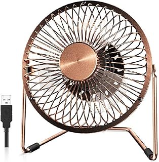 EasyAcc USB Desk Fan 6 Inch Desktop Silent Fan Air Circulator 2 Speeds 360° Rotation Brushless Motor Noiseless for Home and Office Laptop PC Table Fan - Metal Brone