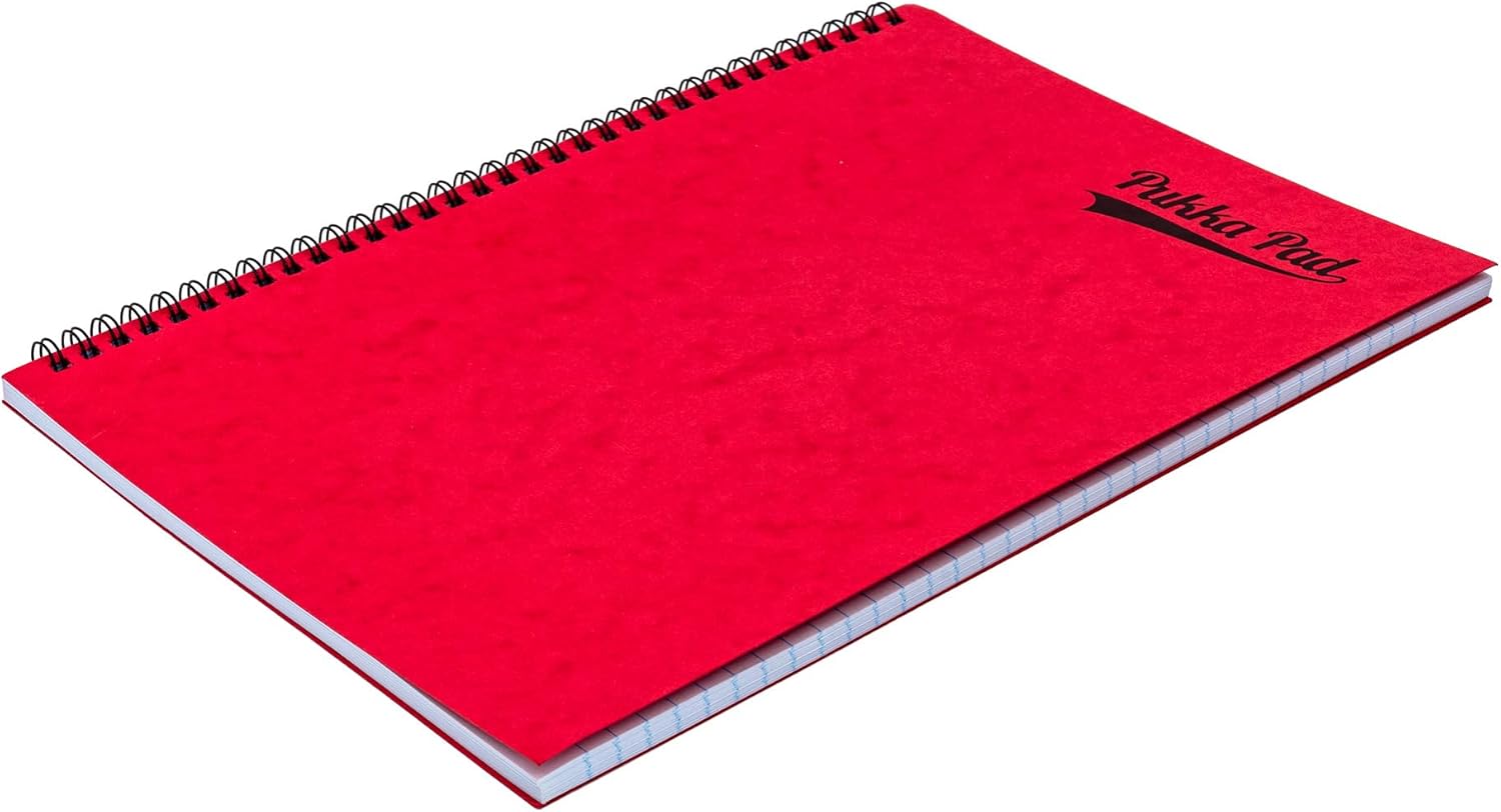 Pukka Pad, Bright Pressboard A4 Pad – 10 Pack, Side Wire-Bound Notebooks with 120 Pages of 80GSM Lined Paper, Pressboard Cover, and Elasticated Closure for School, Office, and Home – Assorted Colours