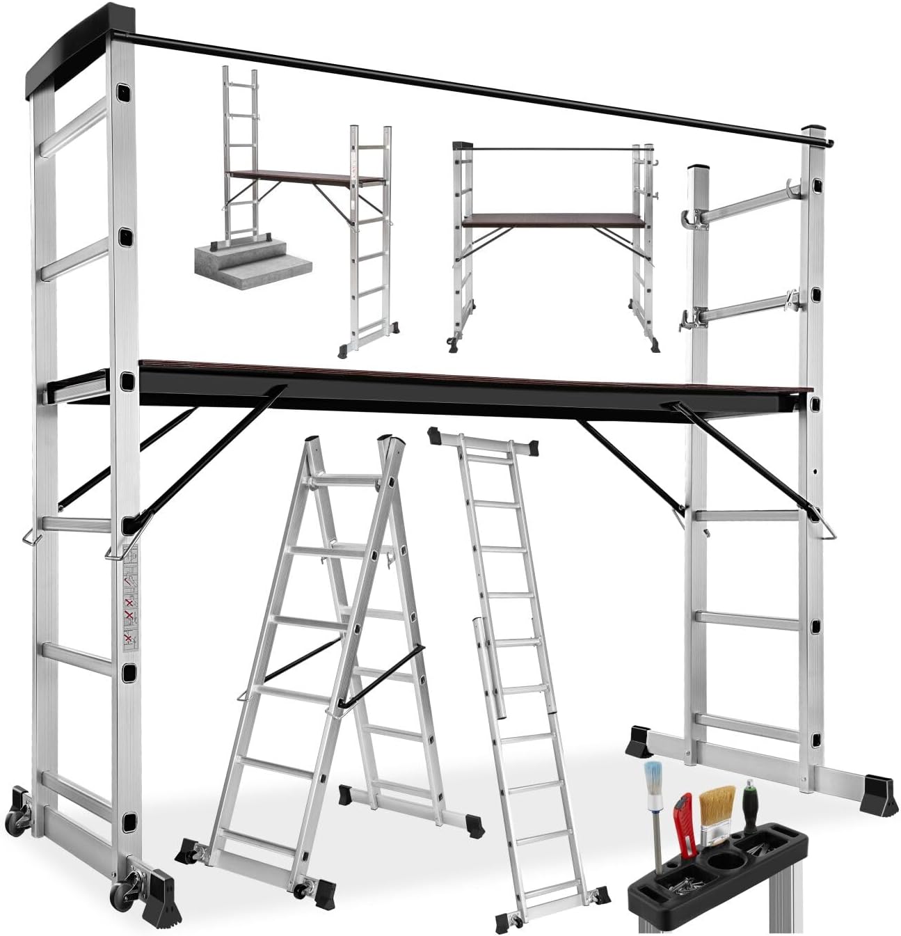 tectake® Scala 4 in 1 Alluminio Multifunzione 275 cm