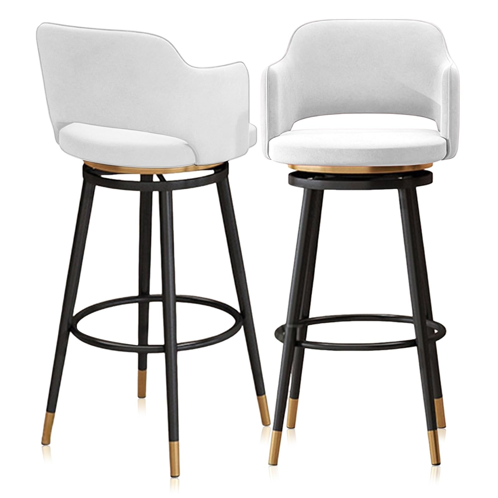 Tabourets de bar en velours (lot de 3) avec dossier confortable et pieds robustes pour la cuisine