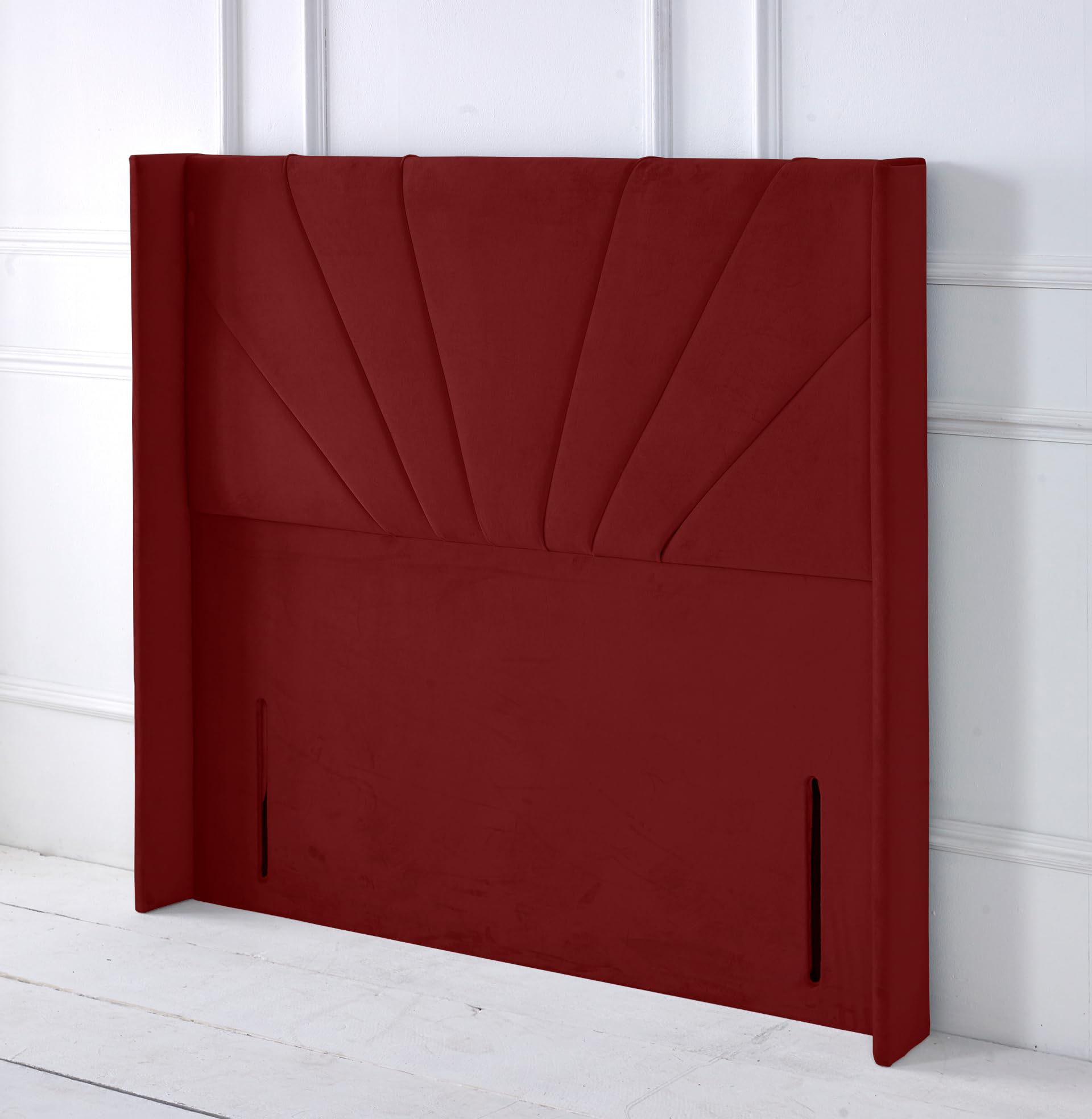 Alexander Ottoman Winged Divan Bed Headboard | Plush Velvet Headboards for 4ft Small Double Bed Frame | Elegant design wooden material headboards for beds (Maroon,4ft Small Double Height-50inch)