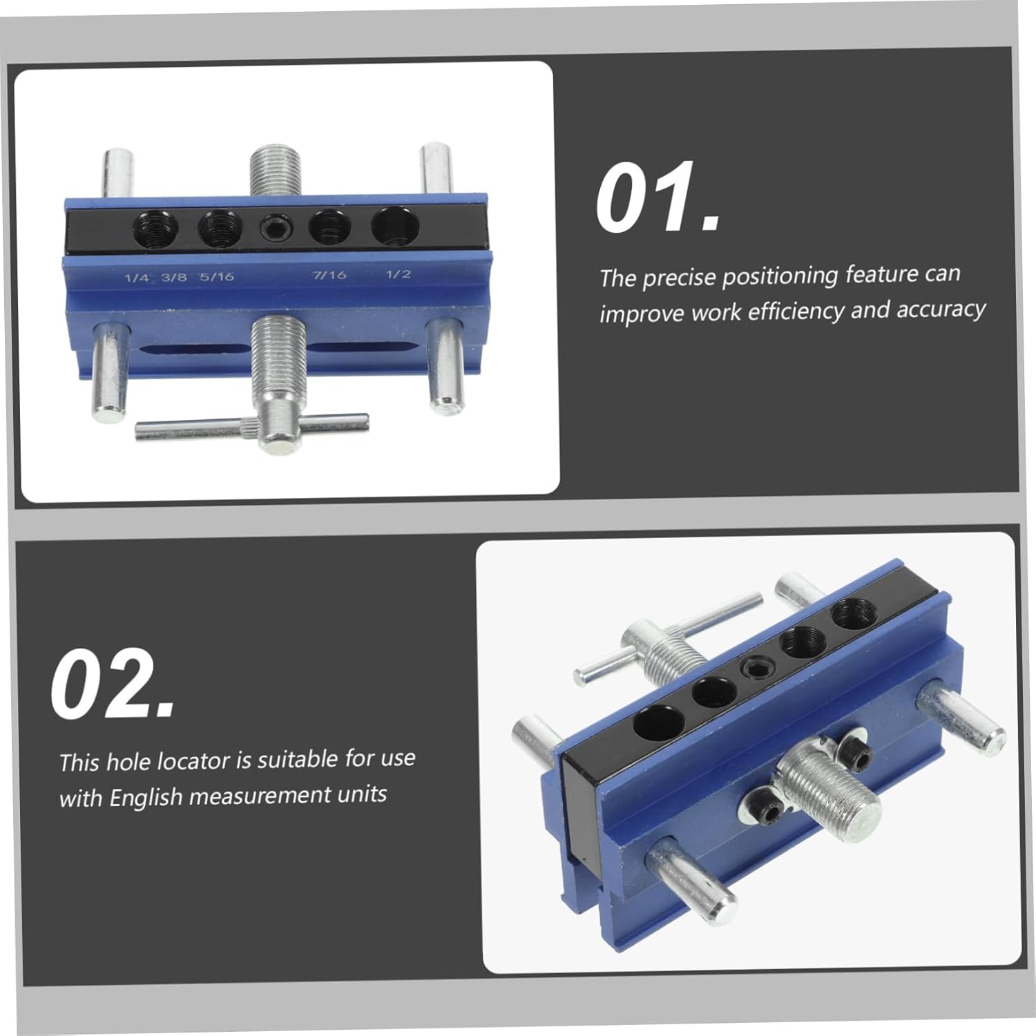 1Set Pocket Hole Jig Durable Locator Tool for Accurate Woodworking Projects Compatible with English Measurements for Angled Drilling and Hole Punching