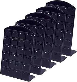 PandaHall 5 sztuk 48 otworów czarny uchwyt na kolczyk organizer stojak na kolczyki w kształcie litery L kolczyki sztyfty biżuteria pokaz plastikowy ekspozytor witryna