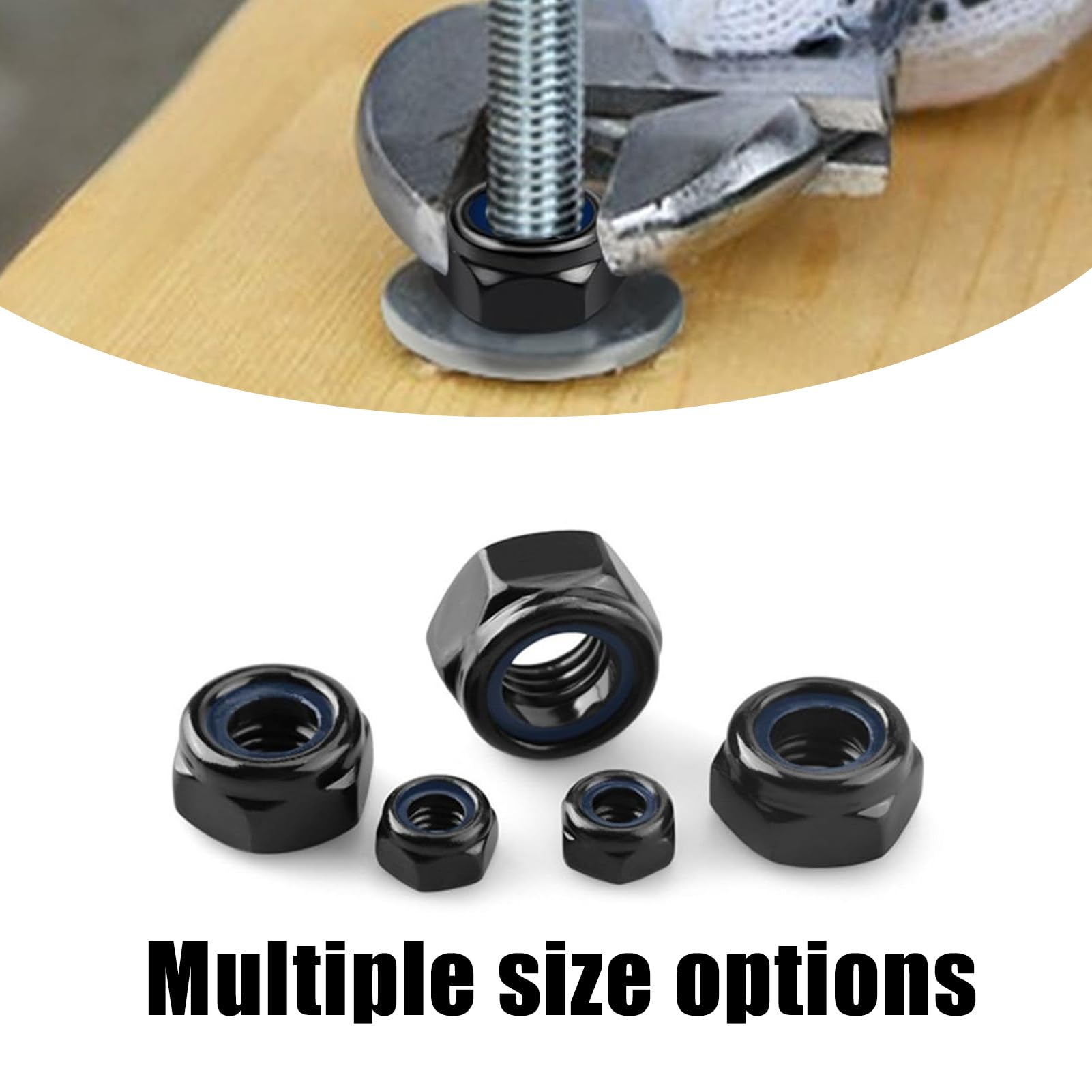 10 Piezas Dadi Esagonali M12 in Acciaio Inox A2 V2A,Autobloccanti DIN985 con Inserto in Nylon,Nero Dadi di Sicurezza per Viti,Bulloni e Barre Filettate