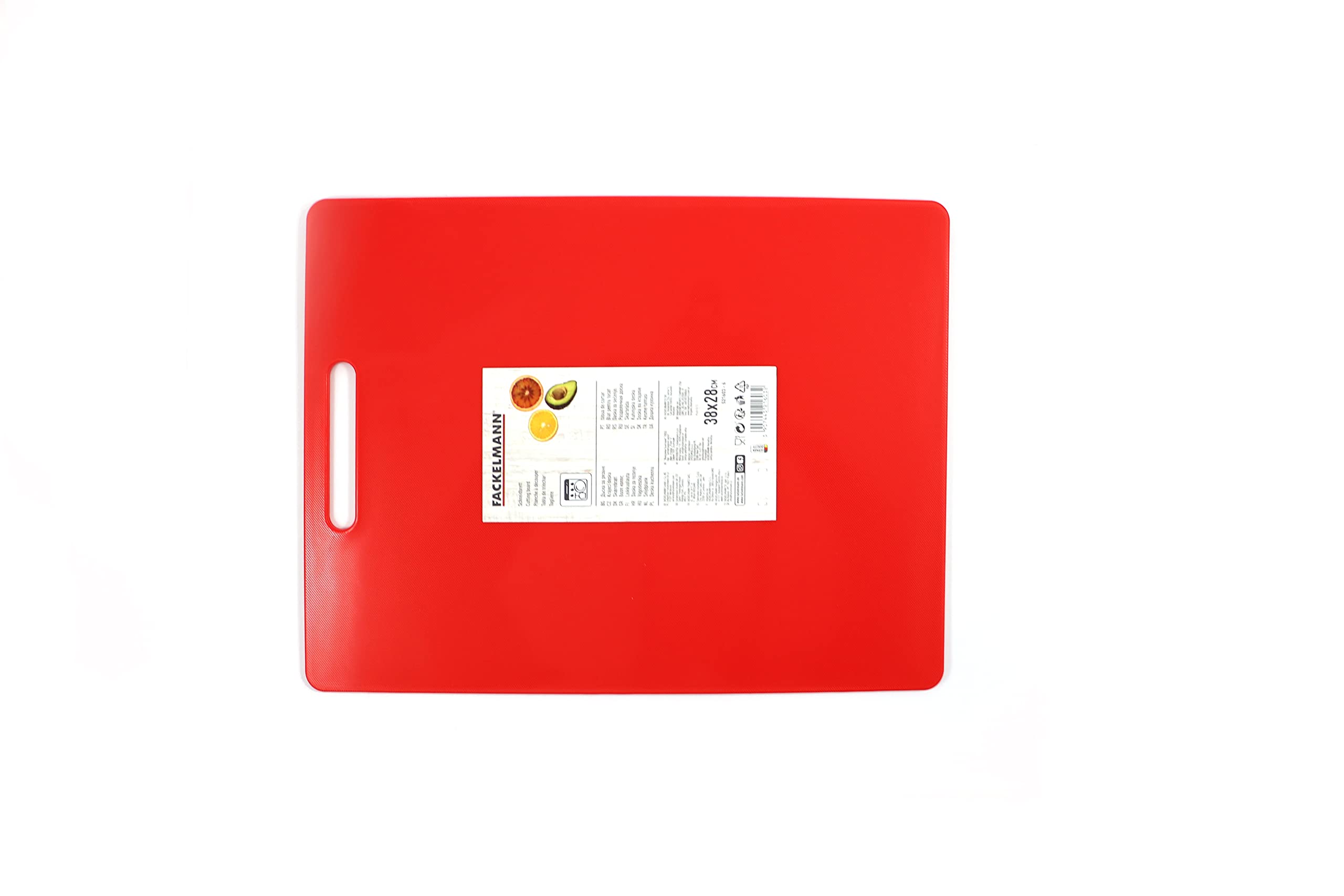 Fackelmann 521603 Chopping Board PL 37.5 x 25.5 cm Assorted Colours: Green, Red, Orange) Quantity: 1 Piece, Polypropylene