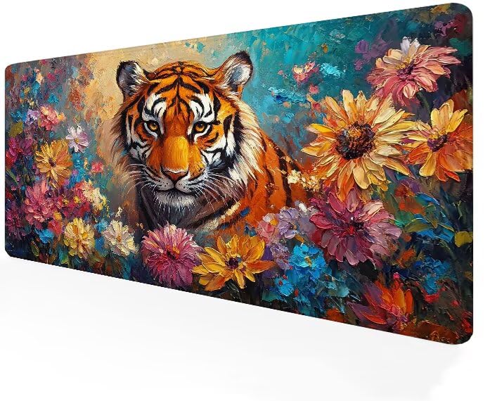 Tapis de souris XXL 1000x500mm avec base caoutchouc antidérapante fleurs colorées