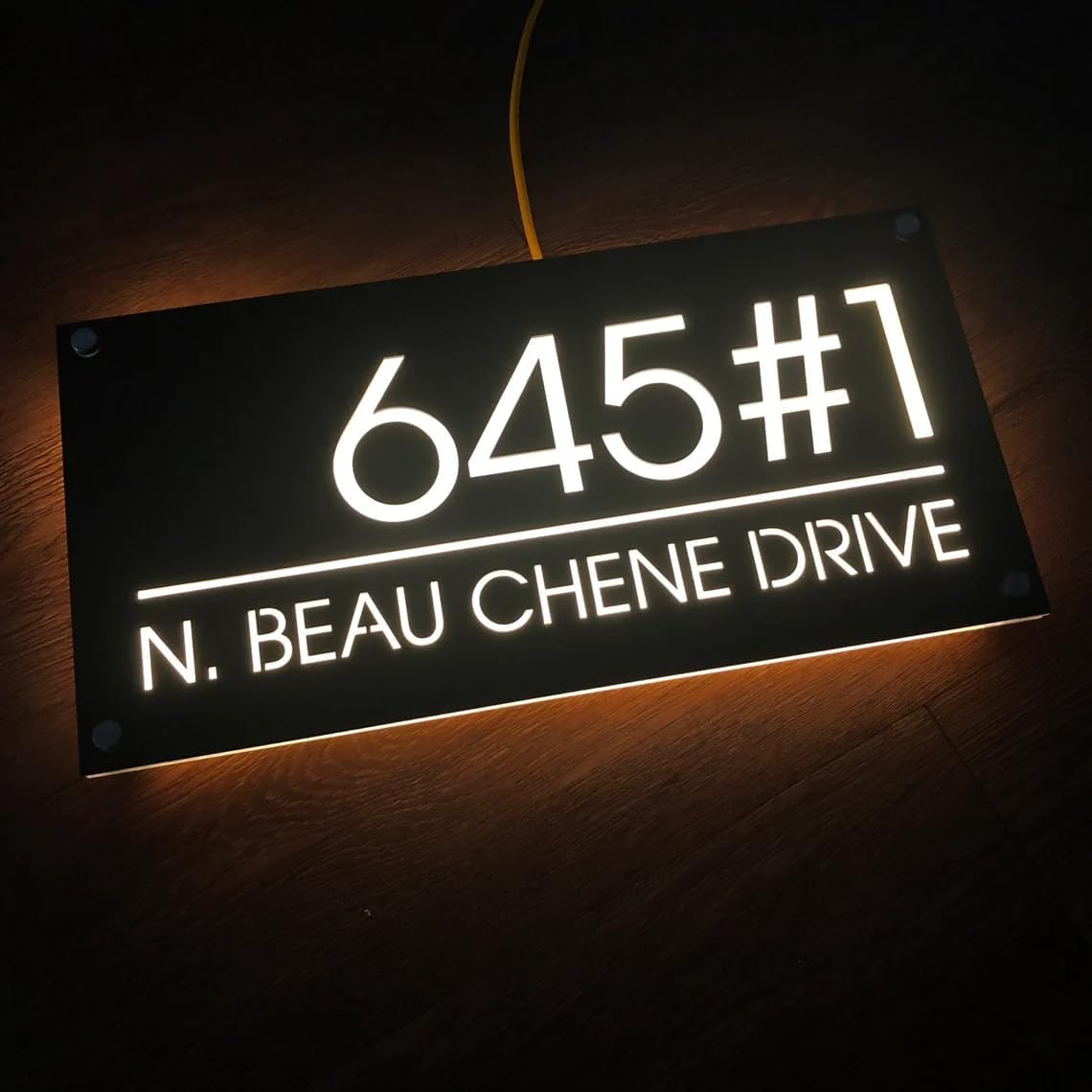 Illuminated Solar House Number Sign Custom Modern LED House Numbers Address Plaque Modern House Numbers Address Number