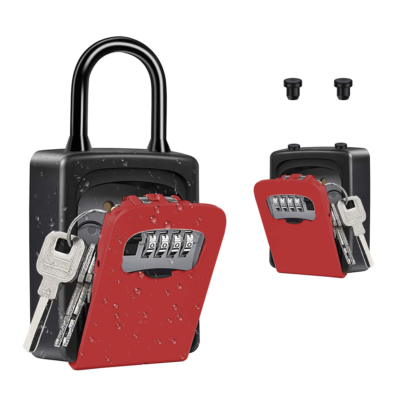 ZHEGE Key Lock Box For Outside,Lock Box With Combination Lock For House Key，Weatherproof, Anti-Exposure, Sturdy And Durable(Red)-image-32