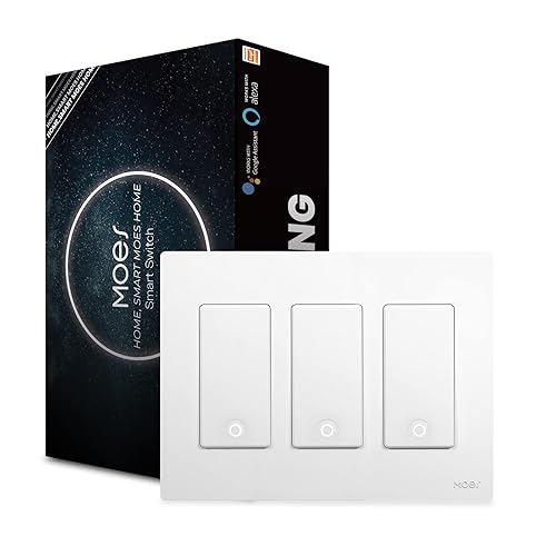 MoesGo Interruptor de luz inteligente WiFi de 2 generación, interruptor de pared inteligente de 3 vías WiFi de 2.4 GHz, cable neutro, control remoto