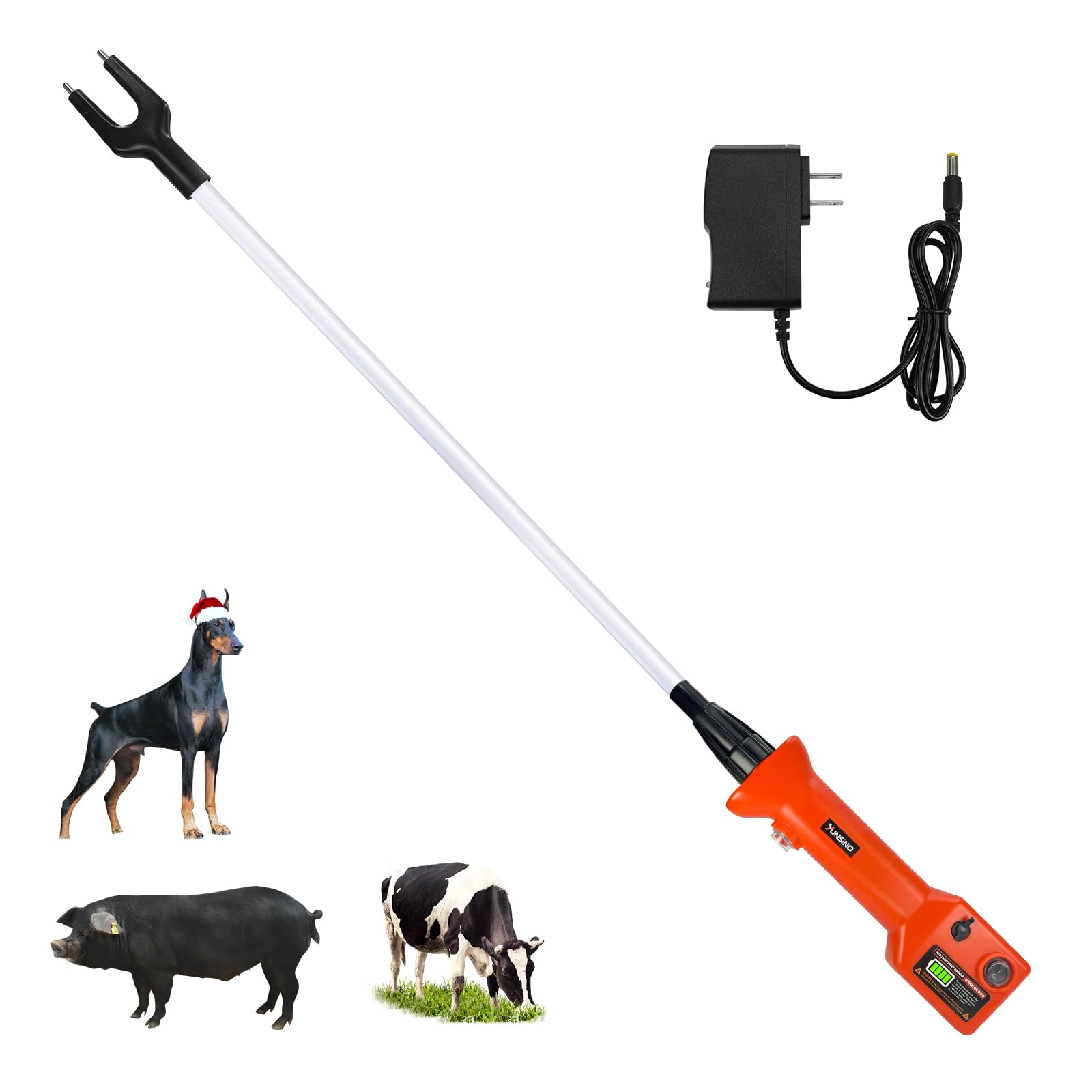 34.6In Waterproof Cattle Prod,Power Display Cattle Prod, Rechargeable Electric Livestock Prod.