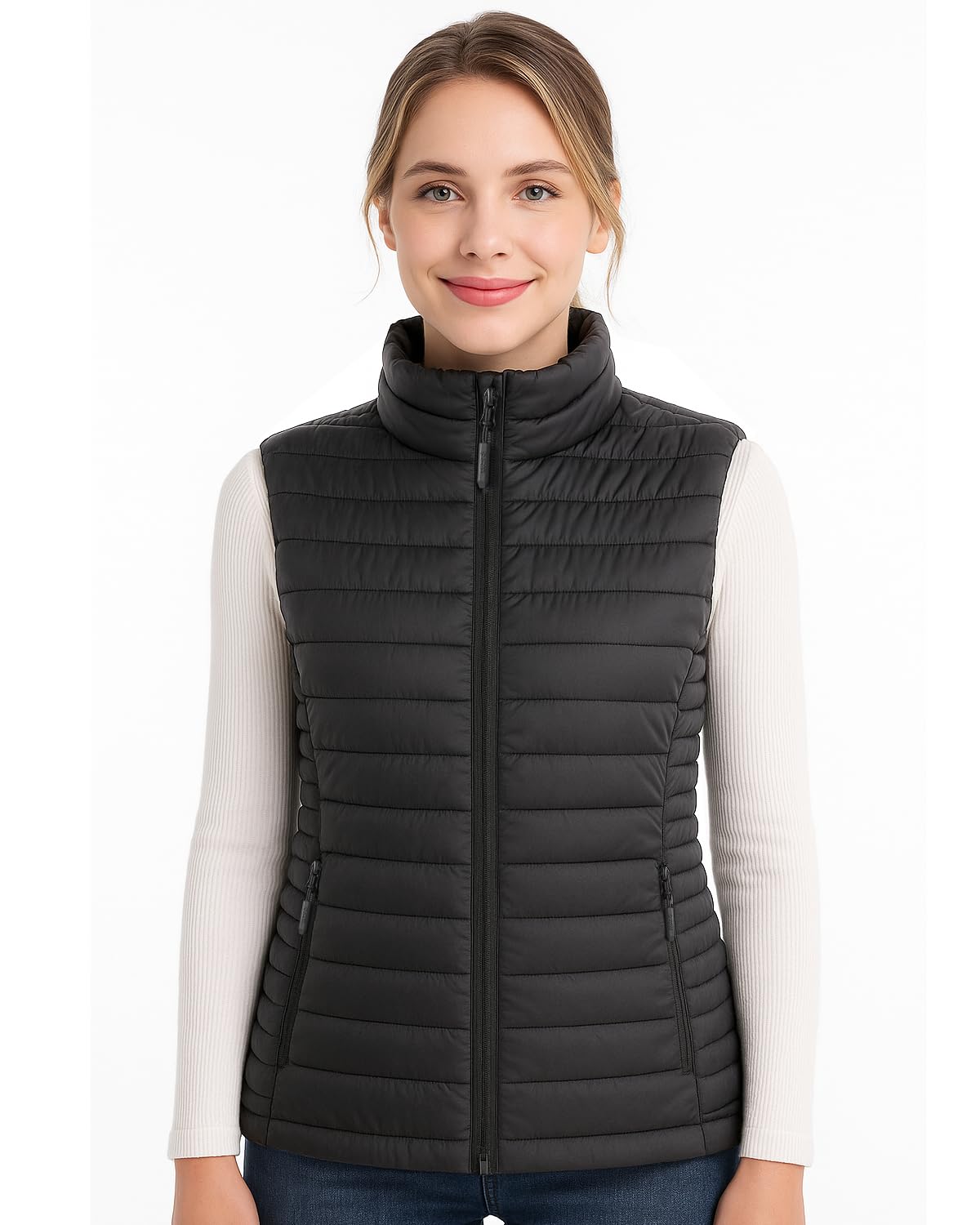 SZNX Gilet Chauffant Femme avec Batterie Incluse – Veste Chauffante Électrique 6 Zones, Gilet Chauffant Hiver Femme 3 Niveaux, Sans Manche, Veste Chauffante Extérieur Froid, Noir