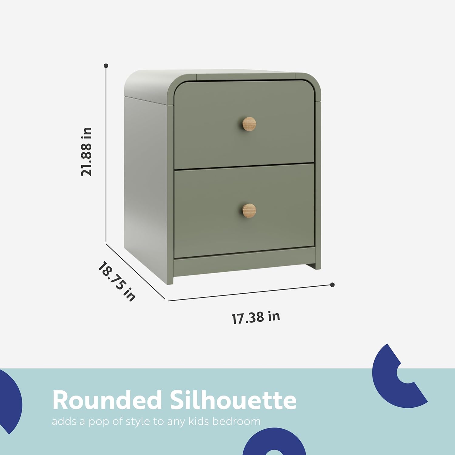 Storkcraft Next Santos 2-Drawer Nightstand (Olive with Natural) – GREENGUARD Gold Certified, Pre-Installed Drawer Tracks for Easier Assembly, Nightstand Organizer for Kids Bedroom