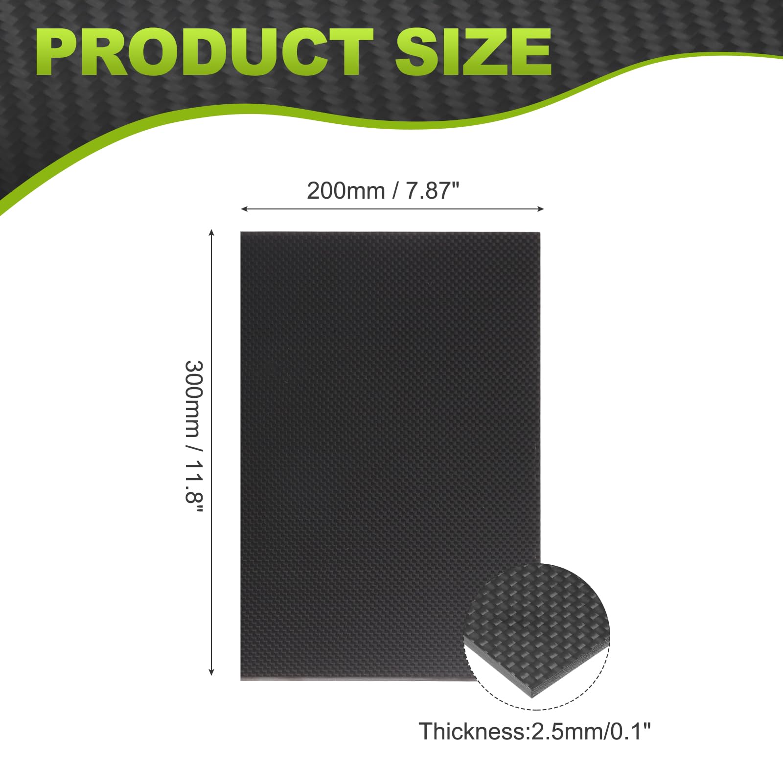 QUARKZMAN 3K Kohlefaser Platte Panel Platten 200 x 300 x 2.5mm Kohlefaser Brett Platte Hochglanz Laminat Plain Weave Panel Platten Flexibel für RC Flugzeuge Modellauto Autoteile
