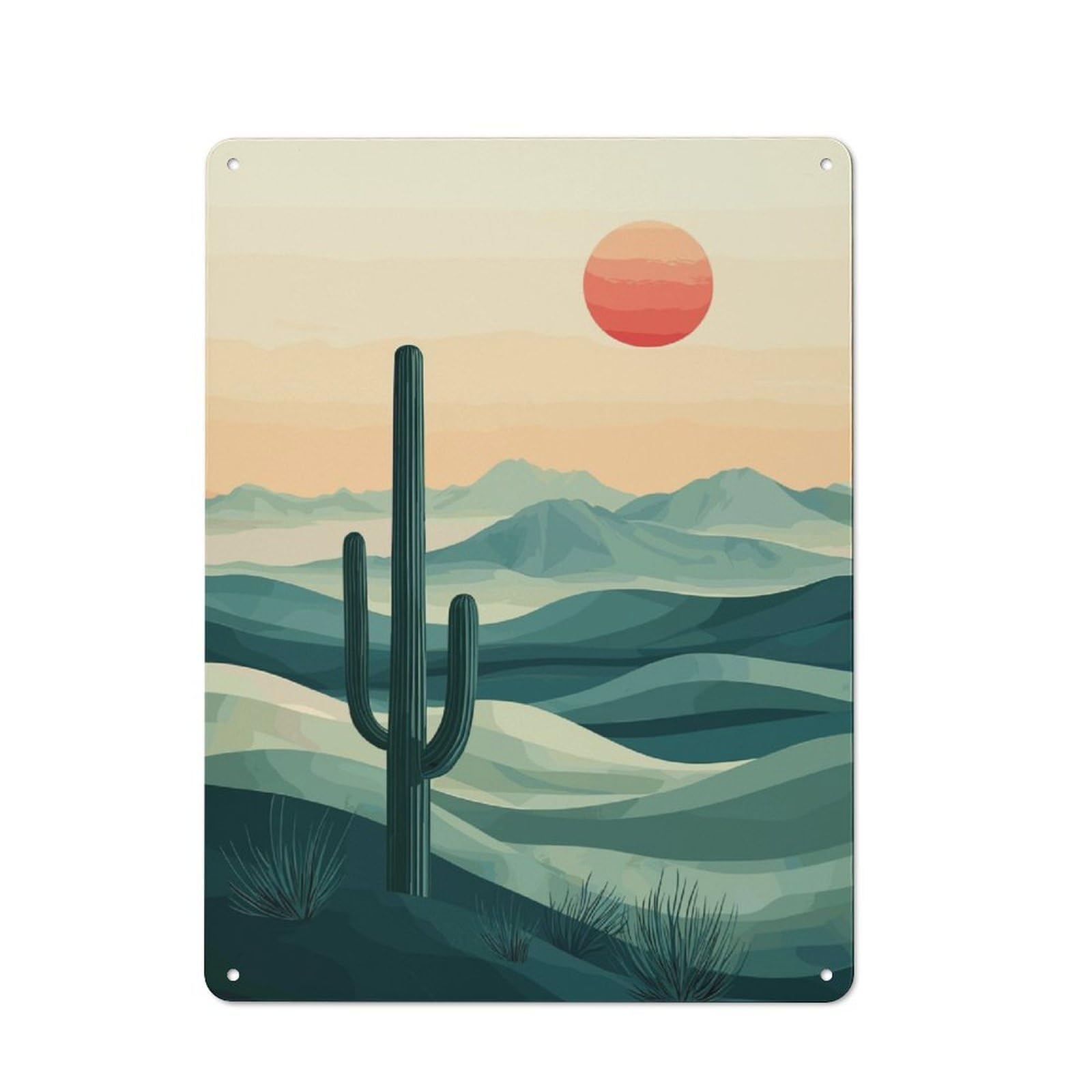 Junmoney Desert Sunset Landscape Rustic Metal Sign 40X30cm For Kitchen Or Home Bar, Gift For Kitchen Decor Lovers During The Christmas Season