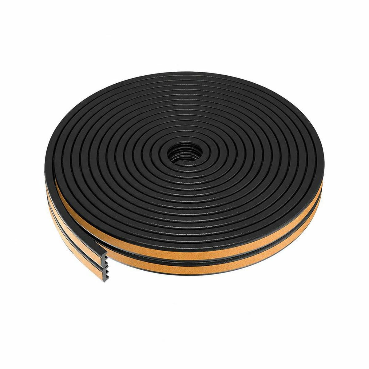 5m/10m Door Seal Strip Self-Adhesive Draft Stopper Tape Window Weather Stripping Insulation Noise Rubber Sealing Strip-E black-5M (16.4ft)