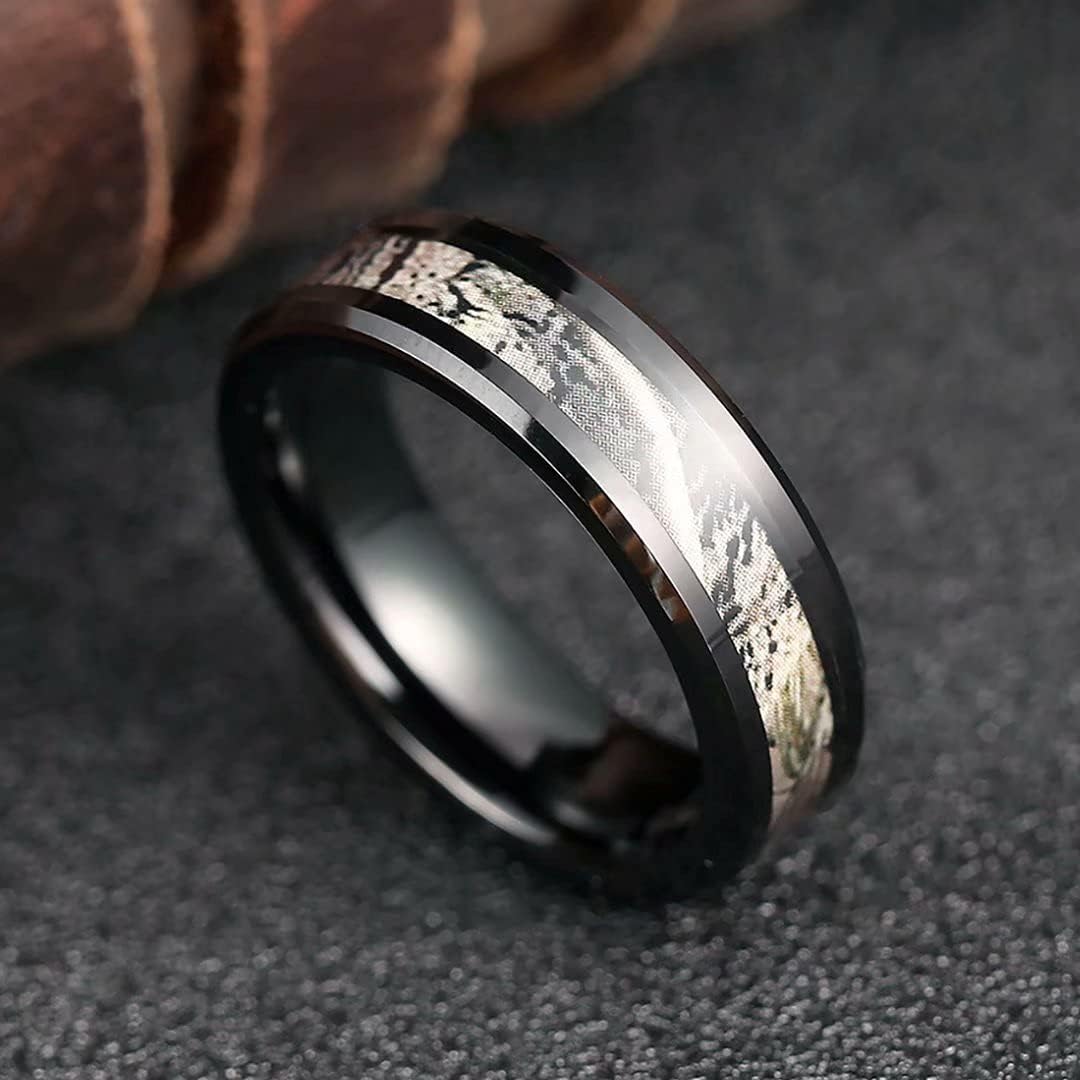 King Will 6mm Mens Black Camo Tungsten Carbide Ring Camouflage Comfort Fit Wedding Band 11.5 - Image 2