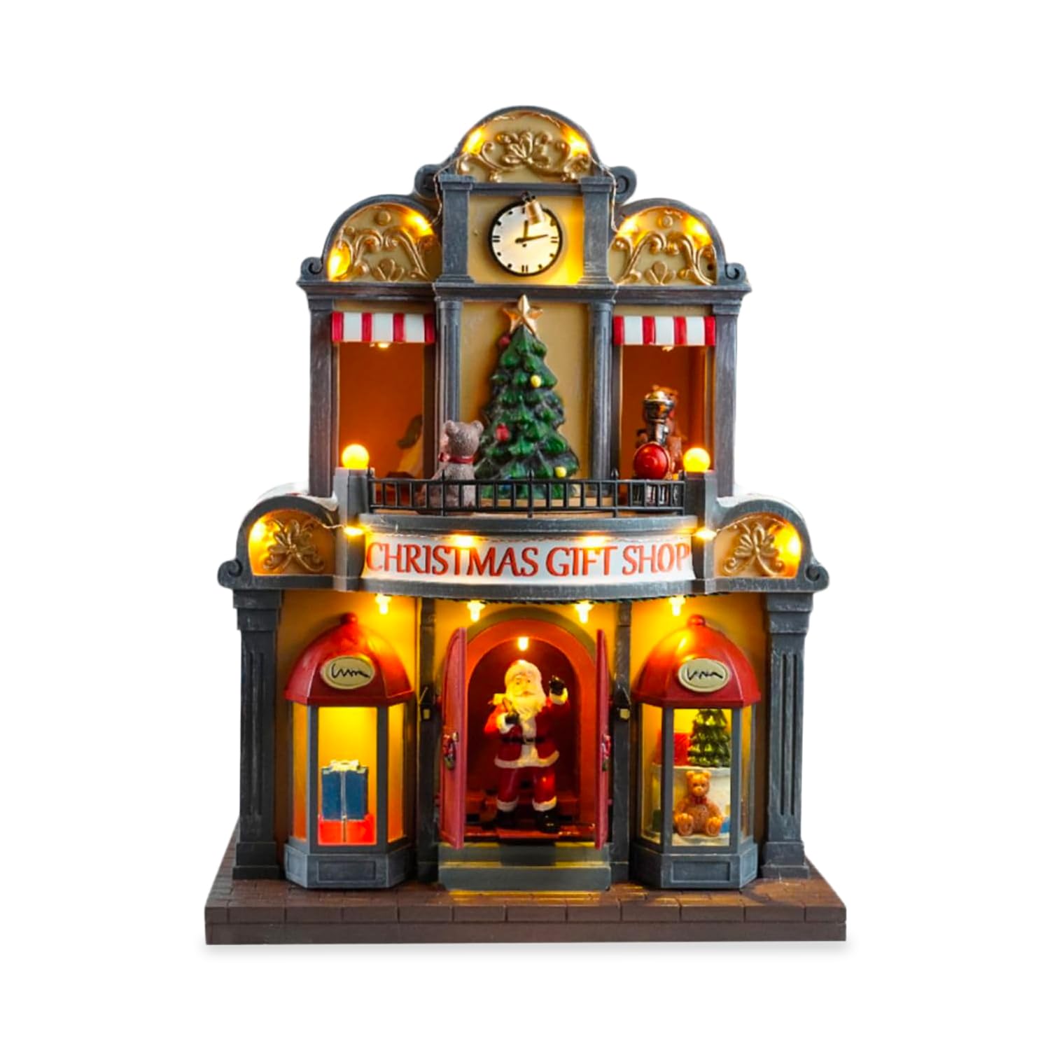 Maison du Père Noël animée lumineuse et musicale de Wintem avec son câble USB inclus