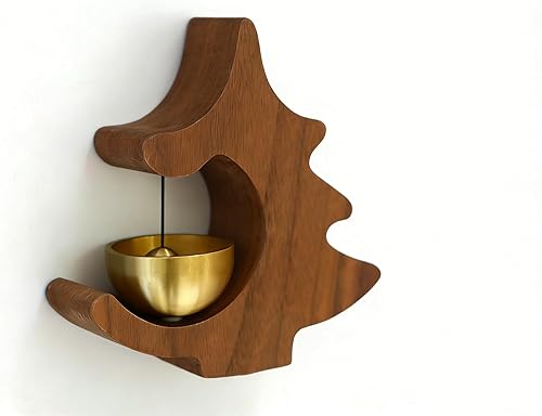 Miniatura 9 de Shopkeepers Campana para apertura de puerta, timbre magnético de madera con campana de latón, timbre de puerta para entrada, pared, tienda, armario,