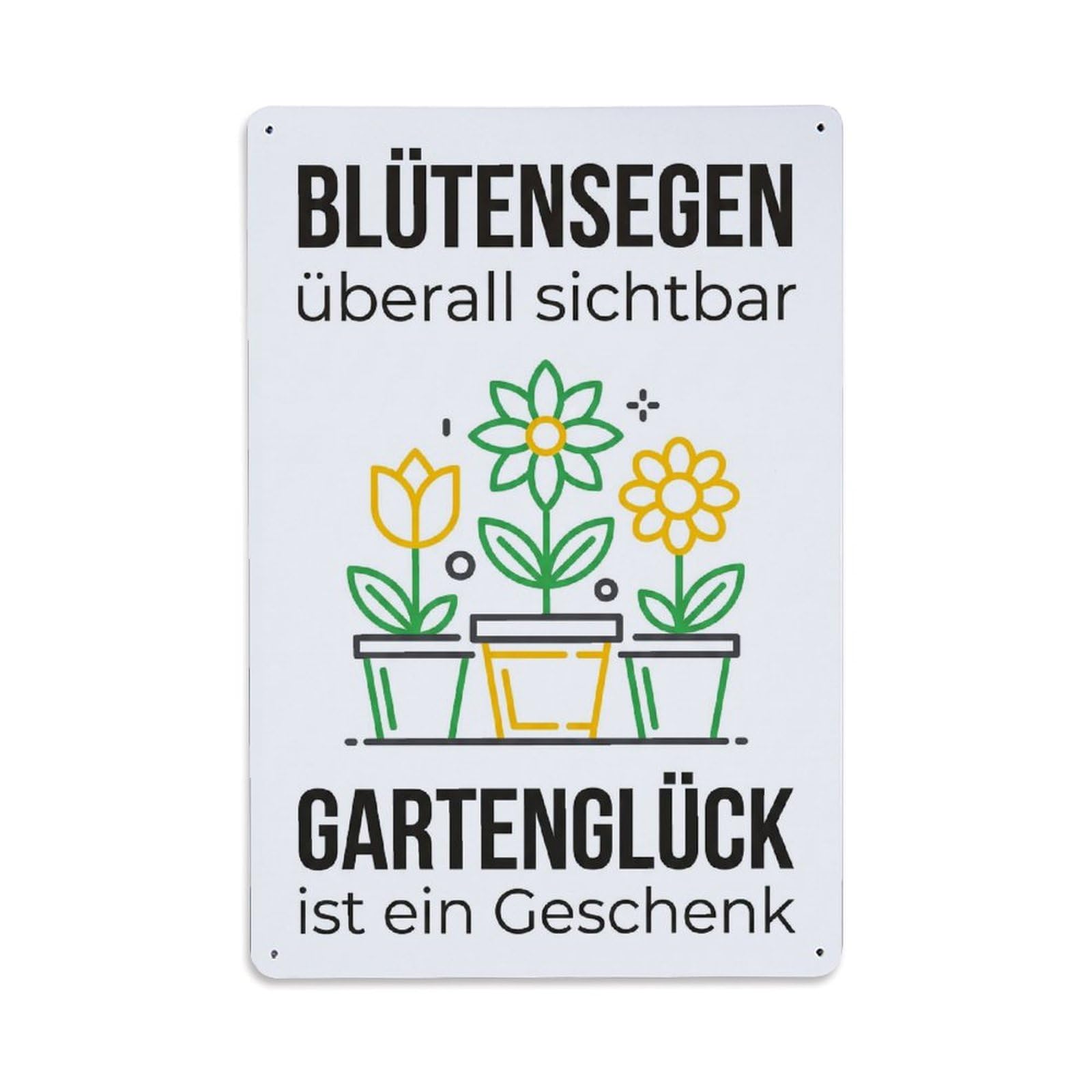 Modern Bloom Blessing Authentic Potted Metal Tin Sign Plaque Wall Decor for Cafe, Club Bar, Office, Garden Metal Poster 8x12Inch