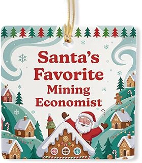 Santa's Favorite Mining Economist Ornament for Christmas Tree - Gifts for Resource Economist Staff Employee Party Decor - New Year, Xmas for Men Women - 3-Inch, Ceramic, Square