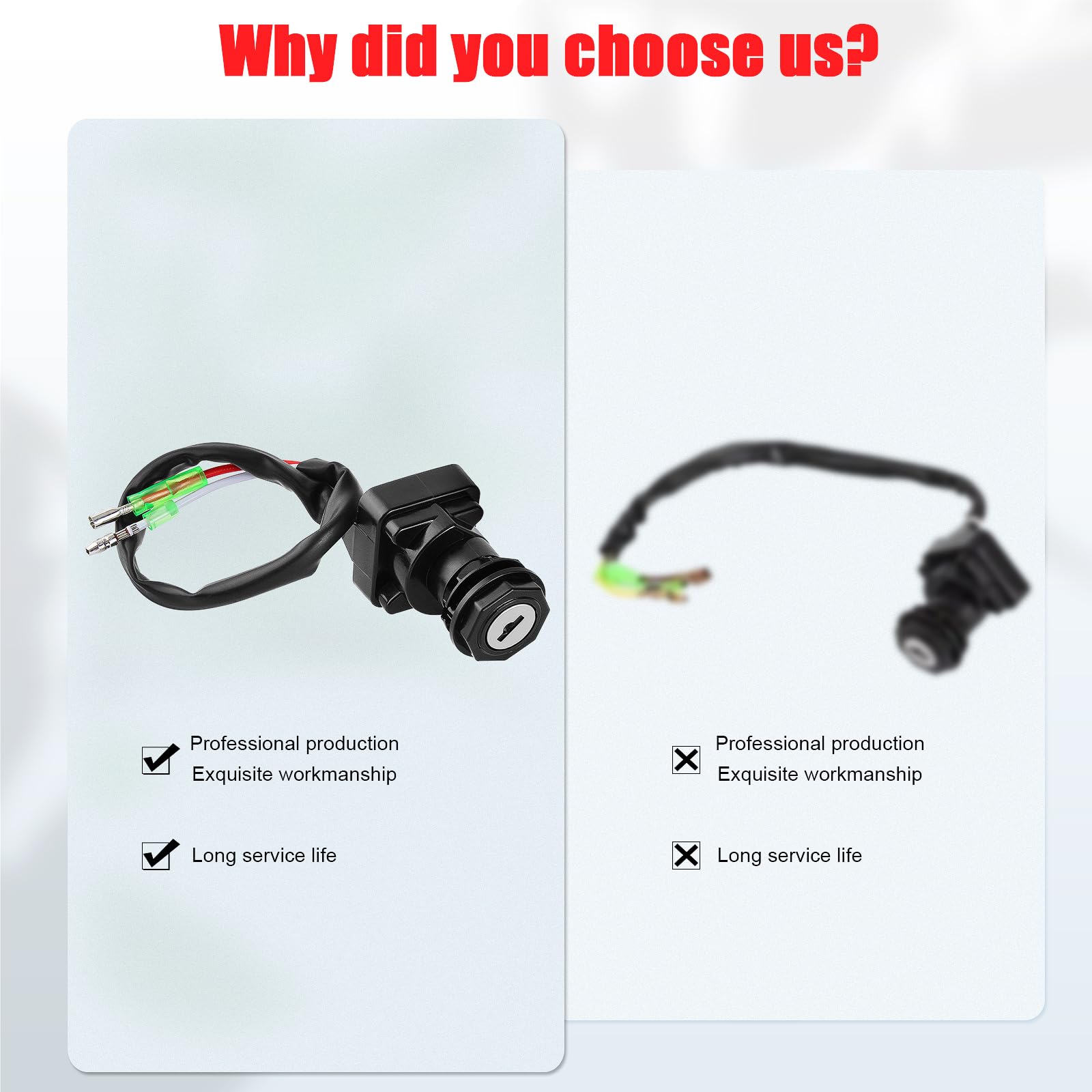 Ignition Key Switch For Kawasaki Bayou 220 250 300 400, Lakota, Prairie ATVs | Replaces # 27005-1132