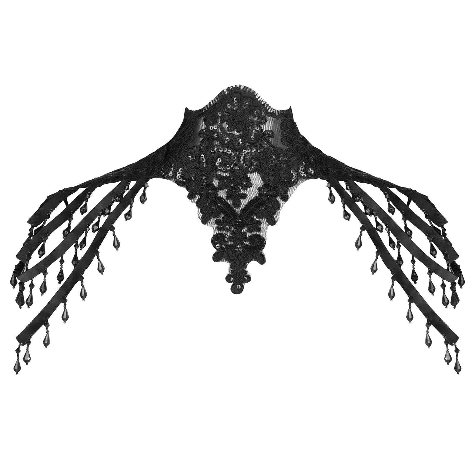 Charmian Women's Steampunk Victorian Chain Shoulder Wrap Cape Collar Choker: One Size Black