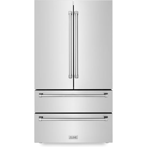ZLINE 36 in. 22.5 cu. ft. Counter-Depth French Door Refrigerator with Ice Maker in Fingerprint-Resistant Stainless Steel (RFM-36)