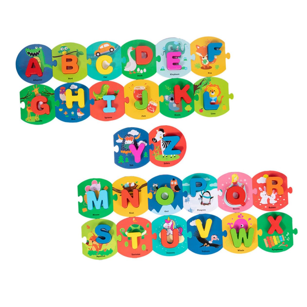 Educativo de Letras de Madera para Tarjetas de Palabras Inglés Rompecabezas Juguete Didáctico Seguro y Portátil para Aprendizaje Infantil