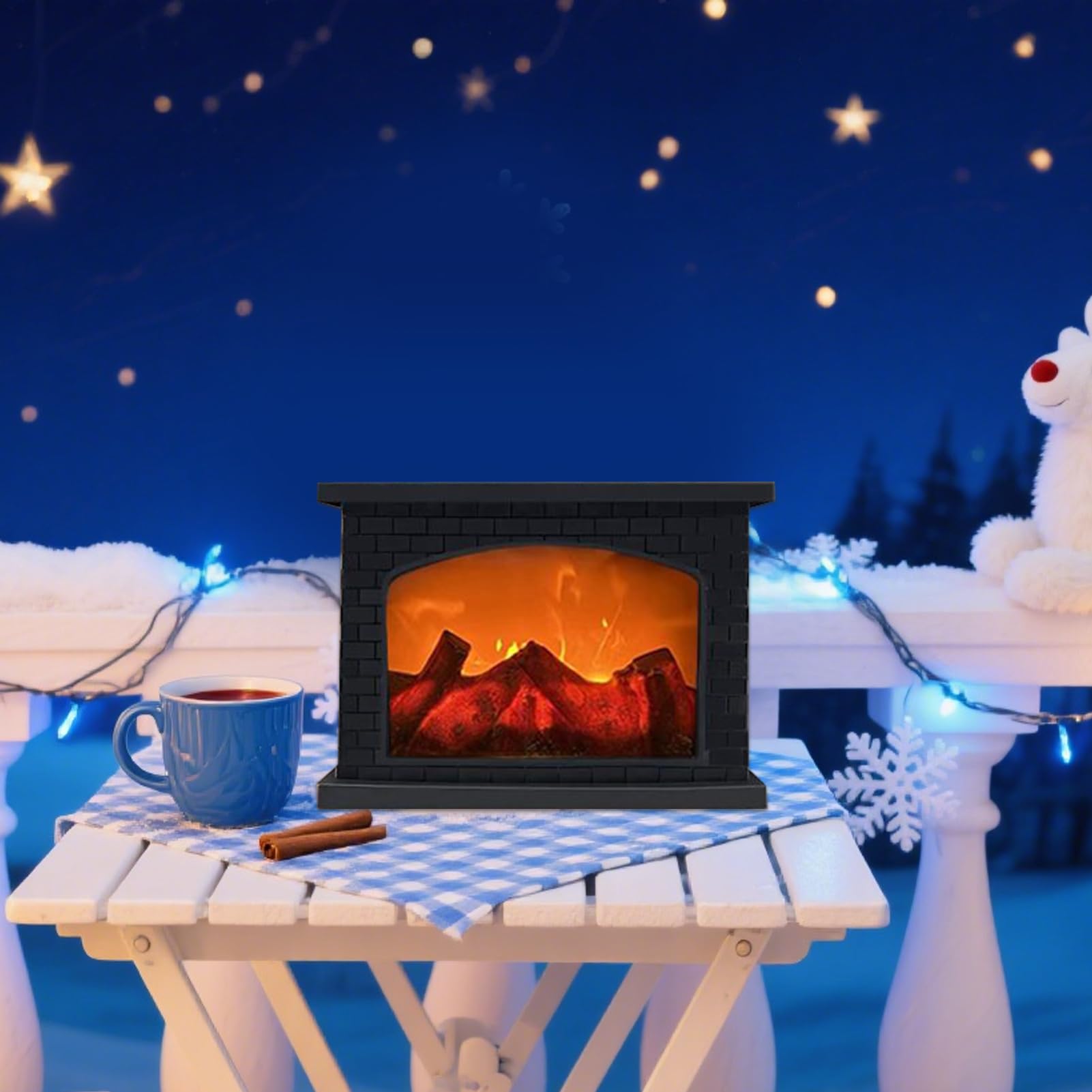 Lanternes décoratives pour cheminée à piles avec chargement USB sans flamme