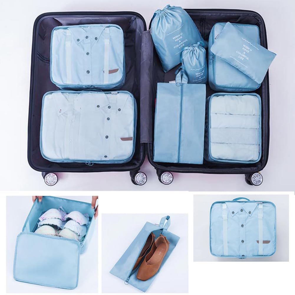 Organizador de maletas, ligero, equipaje de mano, bolsa de compresión parcial, organizador de maletas, juego con Ompression impermeable, bolsa de cosméticos, juego de bolsas de ropa
