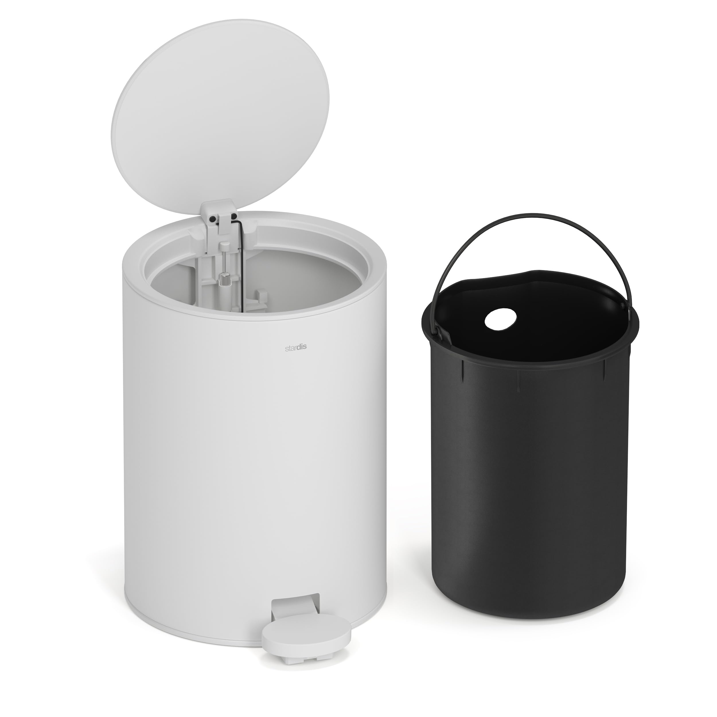 Pattumiera a pedale da 3 litri, in acciaio inox opaco, con chiusura silenziosa e secchio interno, pattumiera da bagno, colore: grigio chiaro opaco