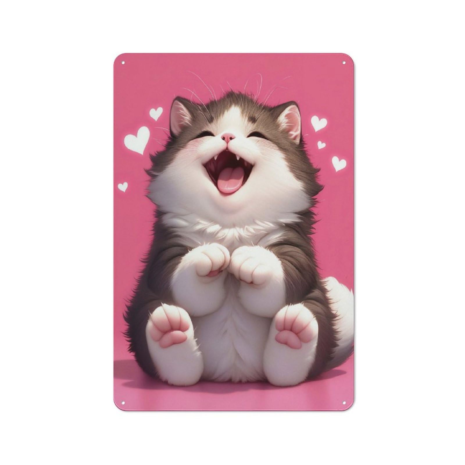 Junmoney Cute Joyful Kitten Rustic Tin Sign 30X20cm Featuring For Bar Or Restaurant, A Housewarming Gift For Bar Decor Enthusiasts