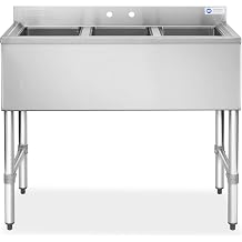 3 Compartment Stainless Steel Commercial Underbar Sink - 38"