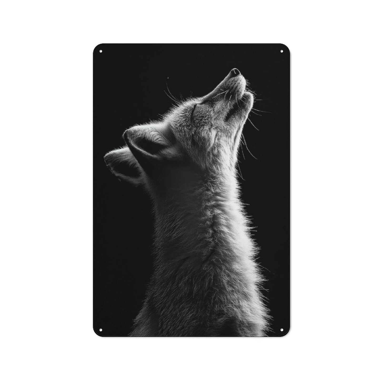 Junmoney Style-5 Fox Silhouetted Against Black Barn Style Metal Wall Decor 30X20cm, Country Metal Sign For Kitchen, Cottage, Porch Or Garden Room
