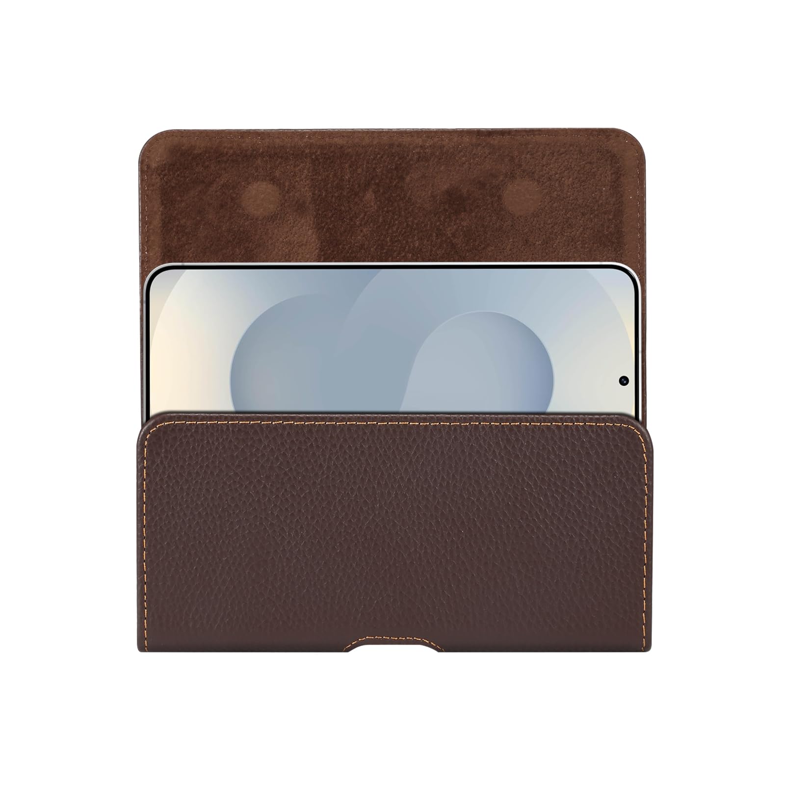 Étui Ceinture Cuir Véritable pour Téléphone 6,7-6,9 Pouces- Brun | Compatible Samsung A56 A26 A16 A36 A17 A06 Xcover7, Compatible Xiaomi 15T, Compatible iPhone Air 16 Pro Max Plus