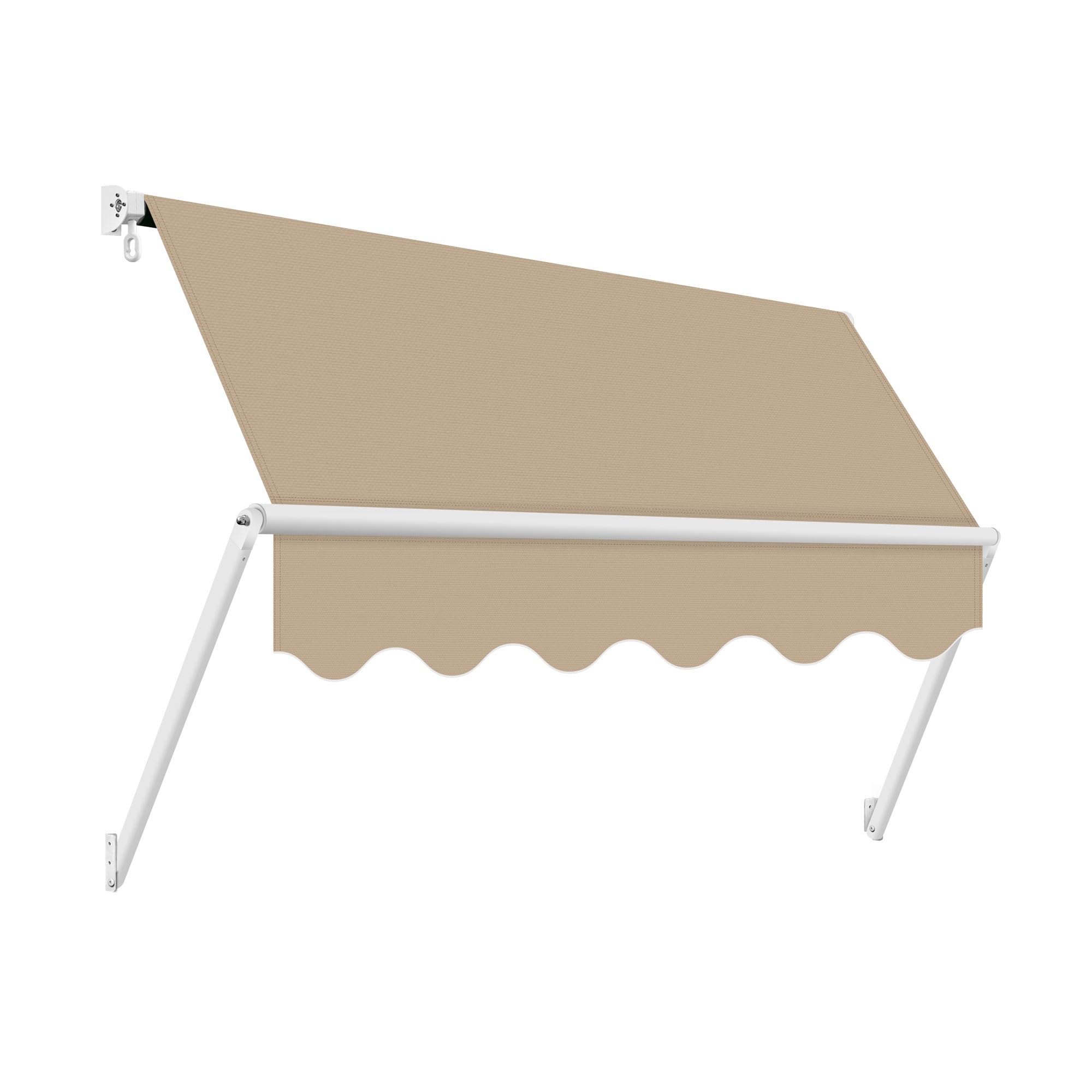 Wasabi - Toldo Exterior Ventana Enrollable 120 x 120cm Beige Arena – Lona Protección Solar UV Poliéster 200 gr/m2 – Soporte Techo y Pared – Estructura de Aluminio - Manivela Manual – Terraza Jardín