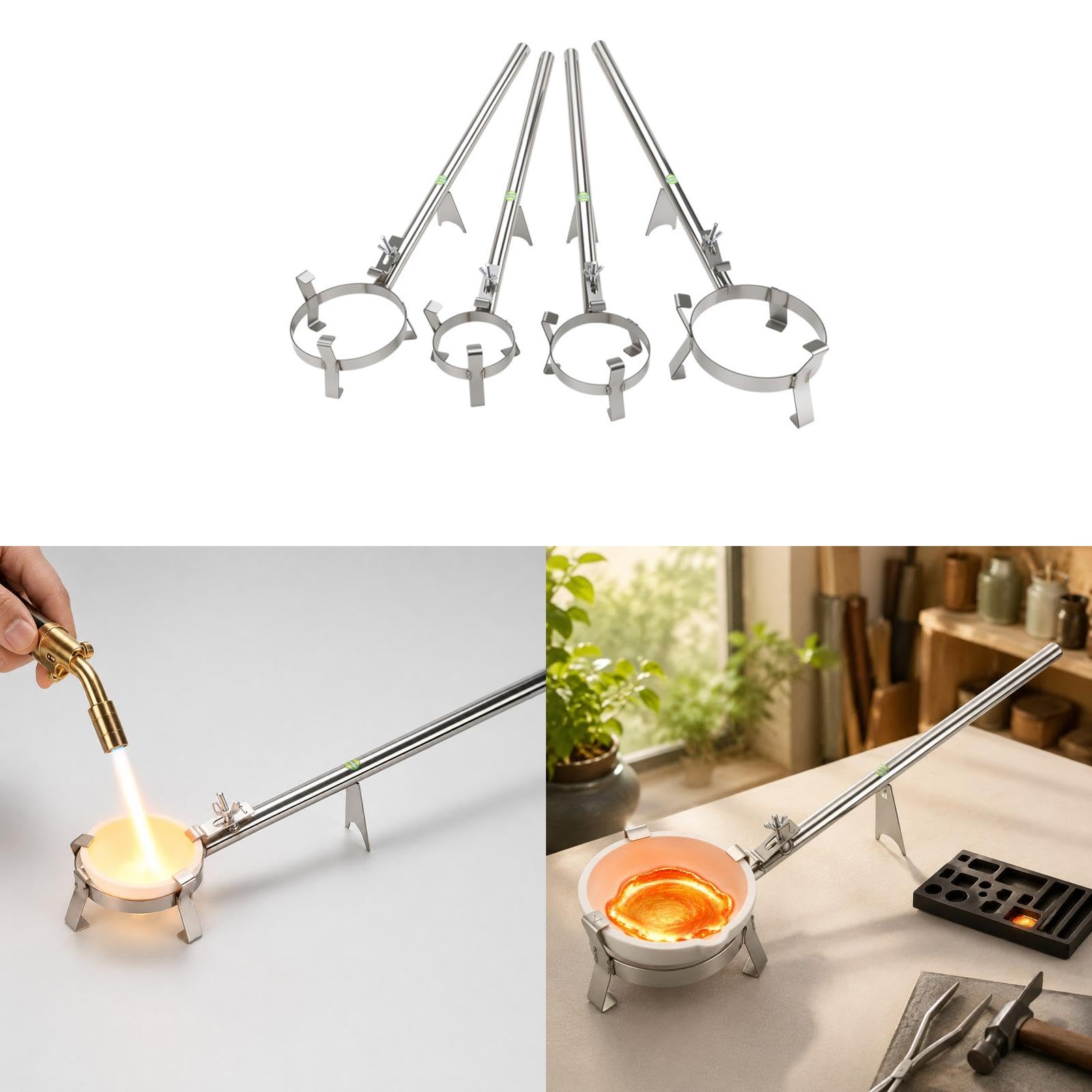 Qianly Crogiolo per Raffinazione dei Metalli, Strumento con Manico Lungo, Pratico Ed Ergonomico per Il Fai da Te, Morsetto per Crogiolo, Strumento per