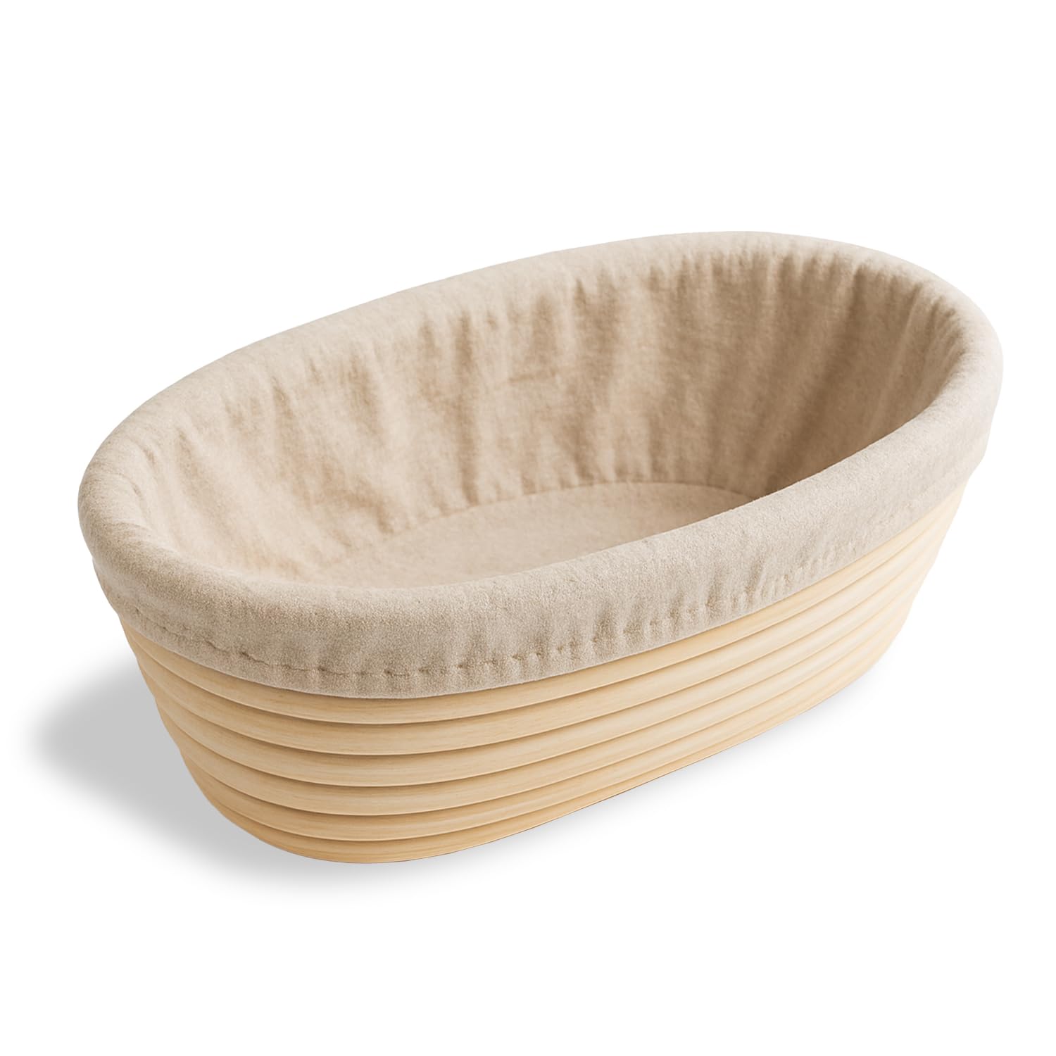 Homiely Beige Bread Proofing Basket, Natural Rattan Sourdough, 10" Banneton Basket Oval With Linen Cloth For Professional Home Bakers