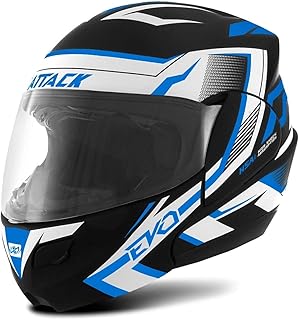 CAPACETE ESCAMOTEÁVEL PRO TORK ATTACK EVO BRILHANTE PRETO - AZUL TAM. 62