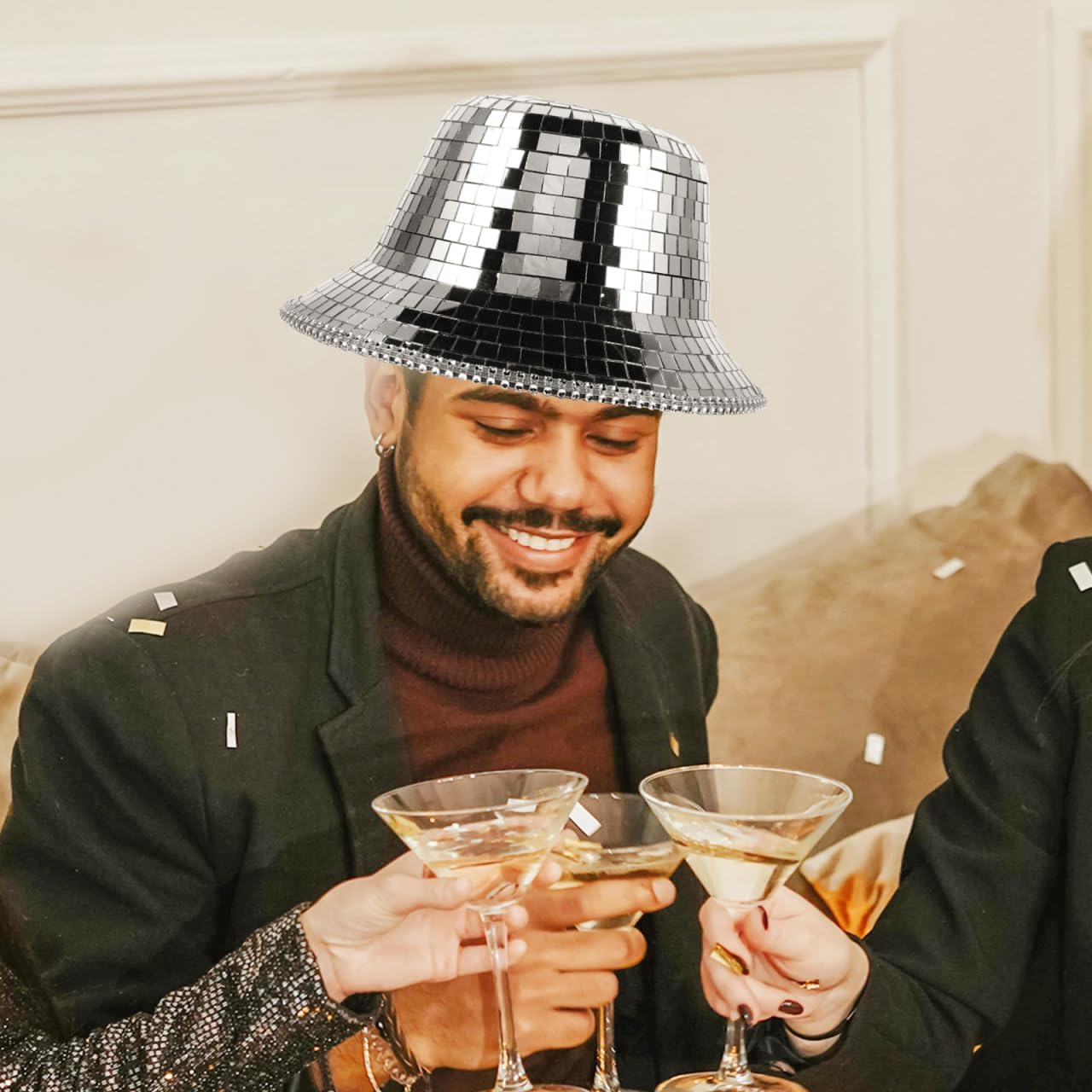 Disco Ball Cowboy Hat - Mirrored Ball Hat Cowgirl Fun Cosplay Party Disco Western Costume for Women Men for Halloween Dance Parties and Festive Events - Image 8