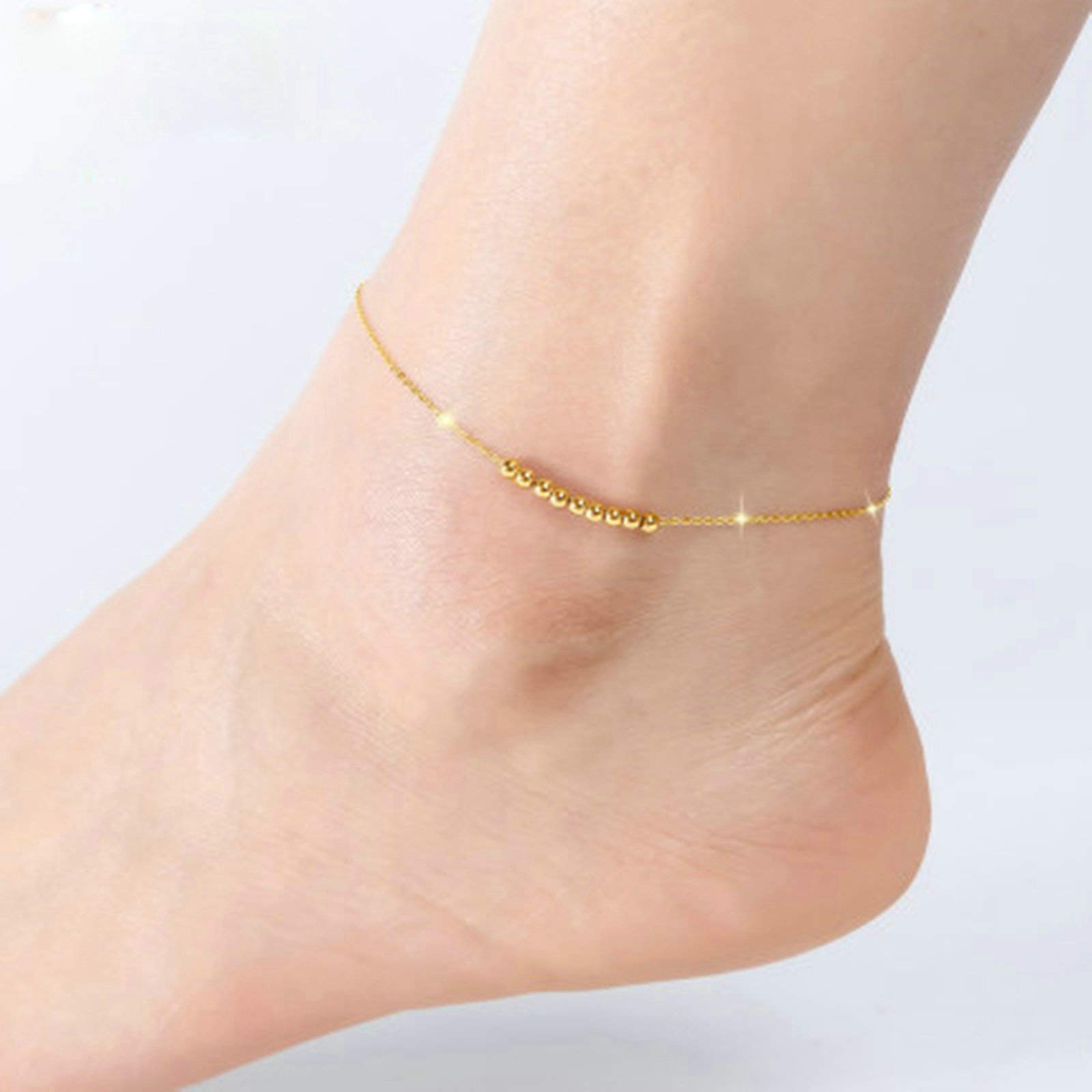 KnSam Cavigliera donna oro cavigliera donna cavigliera in oro giallo 18 carati (750) perline per donna donna donna oro, 18 karat, Oro 18 K
