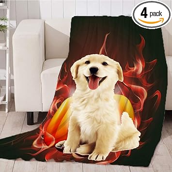 VMS INDIAPet 3D Digital Dog Cat Blanket, Snuggle Cozy Flannel Puppy Cushion Sleep Mat Angry Pumpkin