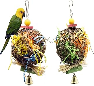 2 Pack Bird Chewing Toys Foraging Shredder Toy Parrot Cage Shredder Toy Foraging Hanging Toy for Cockatiel Conure African Grey Amazon
