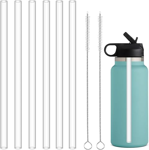 HEYSKAY Popote reutilizable compatible con Hydro Flask botella de agua de boca ancha de 18 a 64 onzas con 2 cepillos para popotes, 6 popotes de