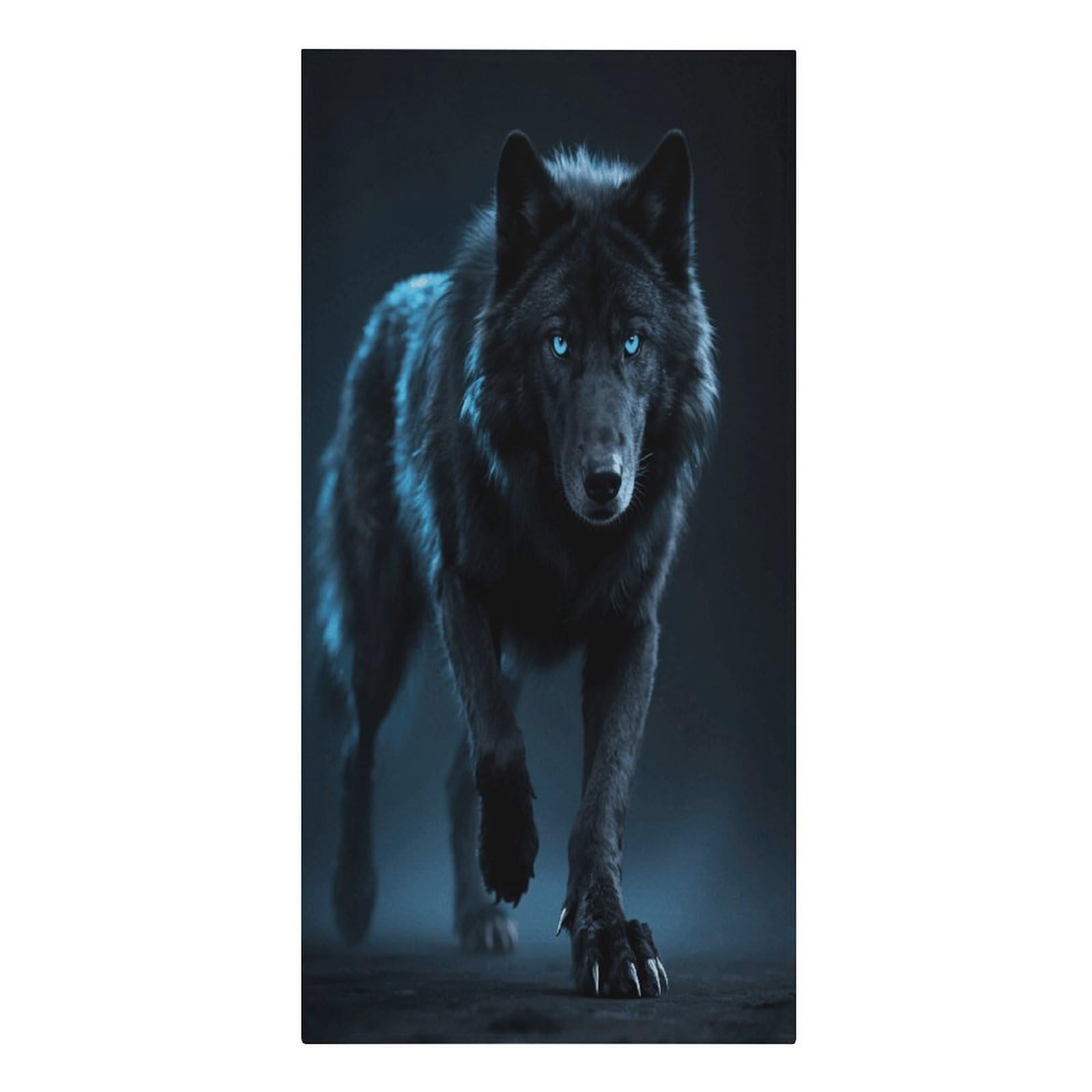 VstaDank Cool Cyan Black Wolf Beach Towel Vacation Essentials Sand Free Soft Quick Dry Swim Towels 61"x30" Modern Extra Large Towels Lightweight Microfiber Beach Towel for Swimming Pool