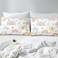 Vista 7 de Erosebridal Funda de edredón de arco iris para niñas, diseño de sol y estrellas, tamaño individual, para niños y niños, estilo de dibujos animados