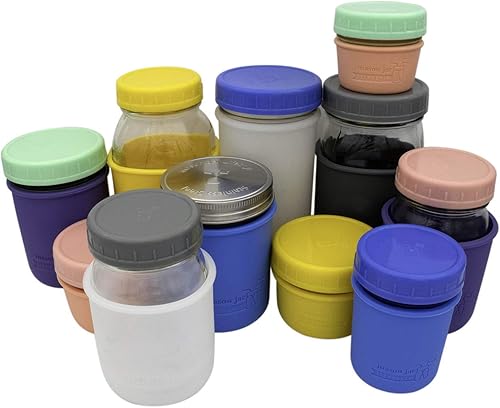 Miniatura 8 de Pint & Half - Fundas de silicona de 24 onzas para proteger frascos de bolas por Mason Jar Lifestyle (azul brillante, paquete de 2)