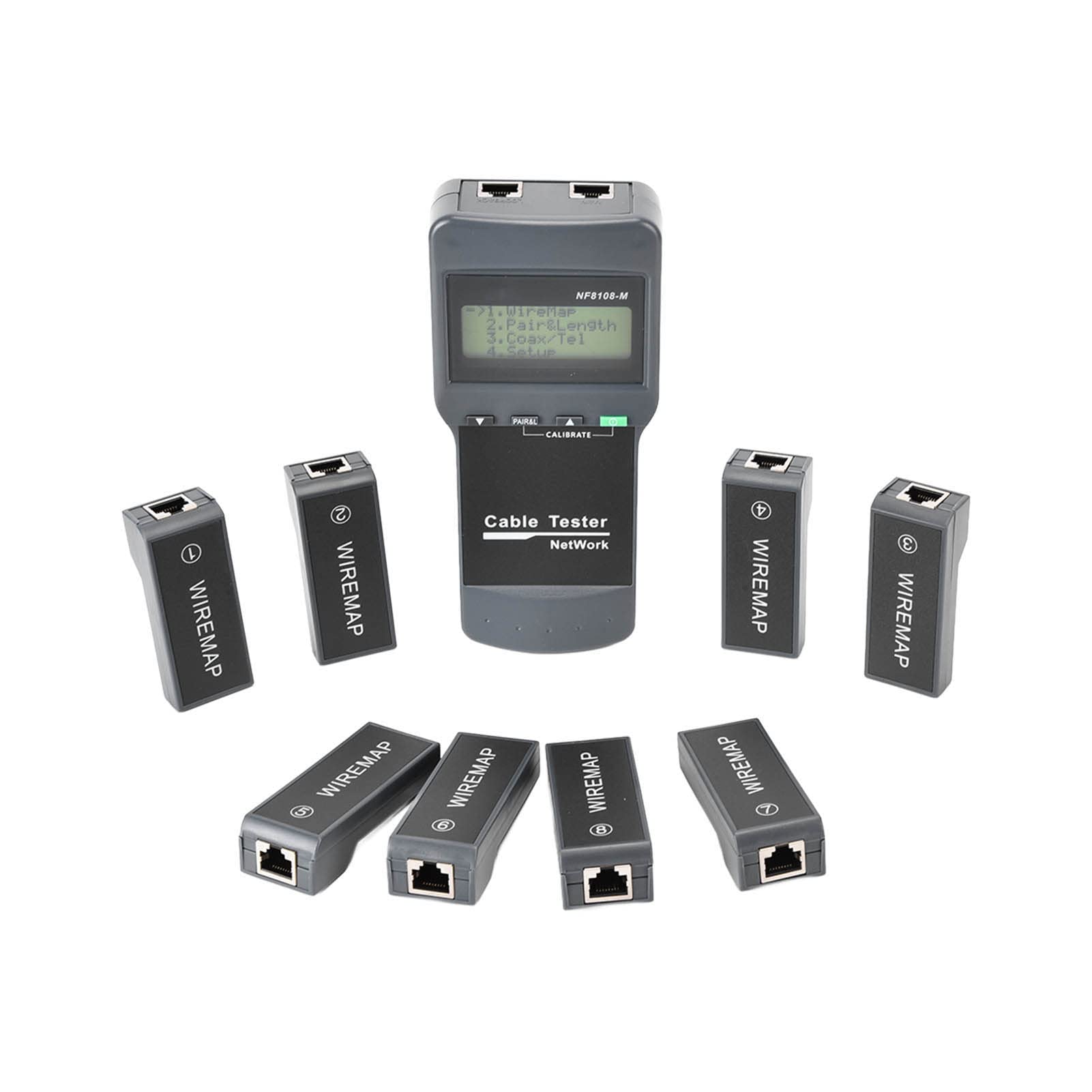 Hyuduo Tester per Cavi di Rete RJ45 Cable Finder con Display LCD 8 unità Remote per Test di connettività con Punto di Interruzione della Lunghezza Coppia di Cavi e Lunghezza Coassiale