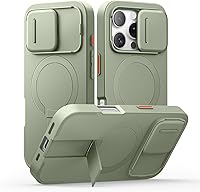 Vista 20 de SURITCH Funda para iPhone 14 Pro Max con cubierta magnética para cámara deslizante y soporte ajustable, compatible con MagSafe, funda protectora